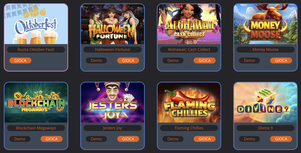 BIG Casino online games you can find on the platform